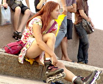 Public upskirt of sexy teen